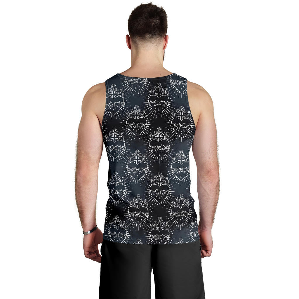 Christian Heart Tattoo Style Men Tank Top