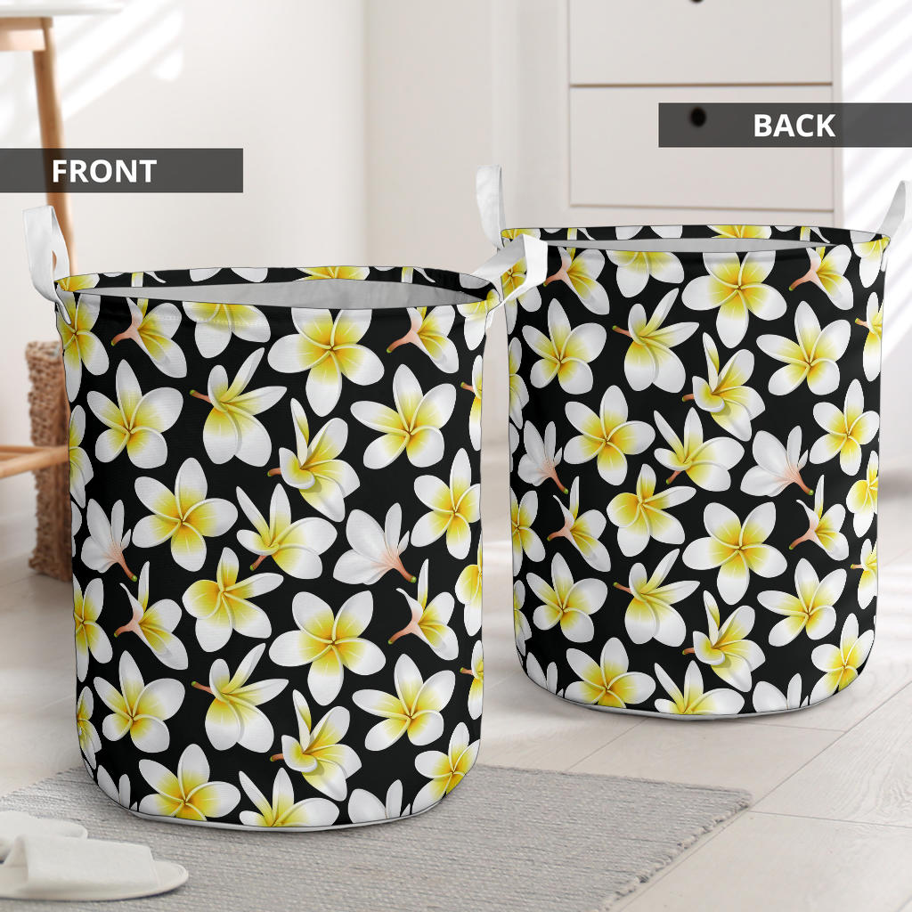 Yellow Plumeria Hawaiian Flowers Laundry Basket