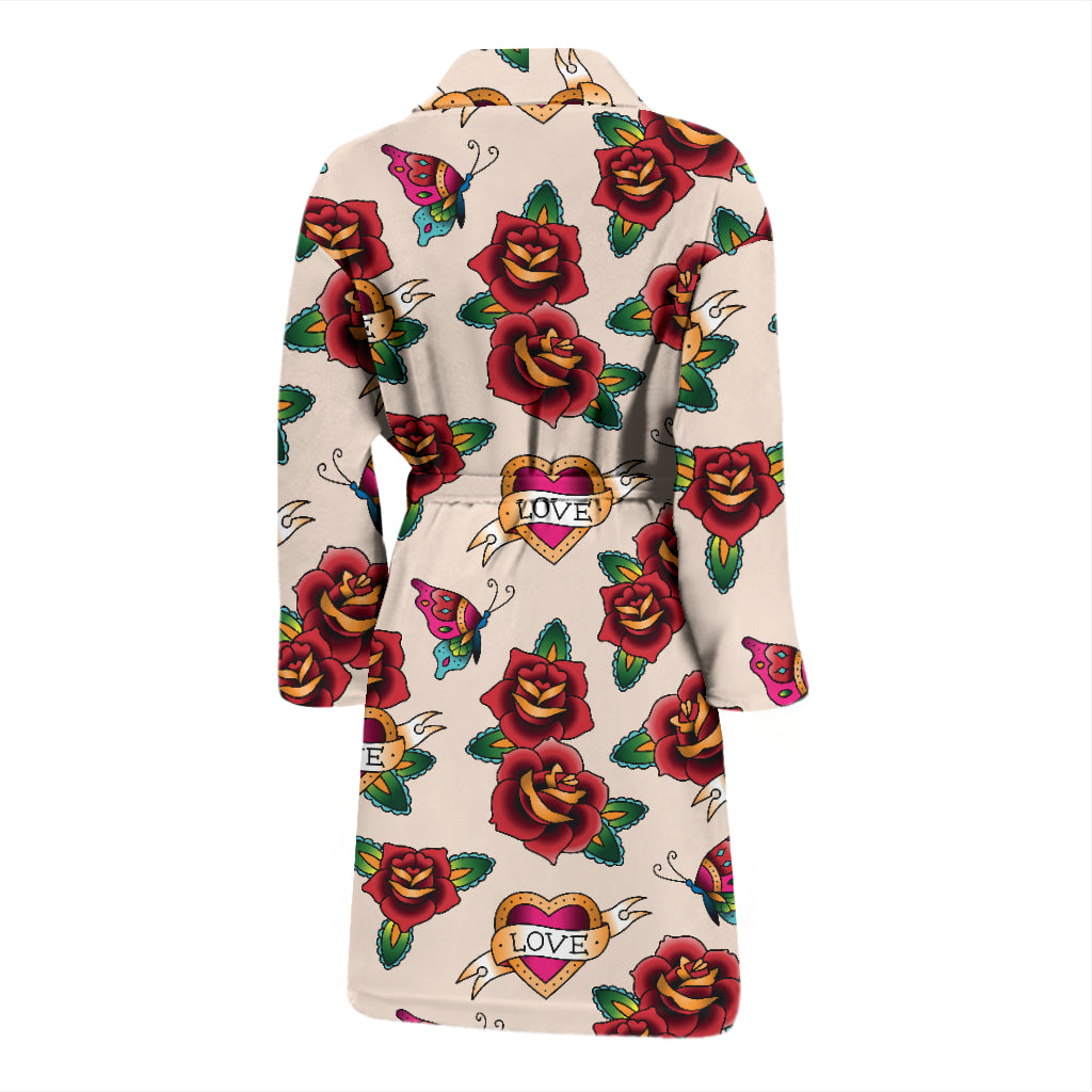 Tattoo Rose Print Design LKS302 Men Bathrobe
