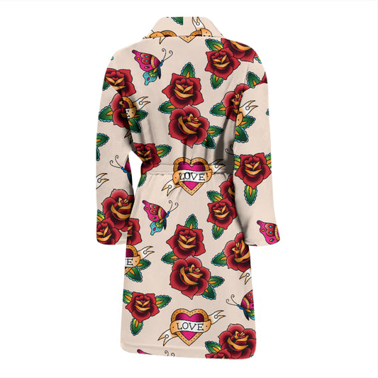 Tattoo Rose Print Design LKS302 Men Bathrobe