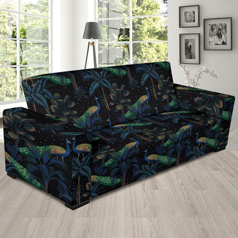 Rainforest Peacock Pattern Print Design A04 Sofa Slipcover