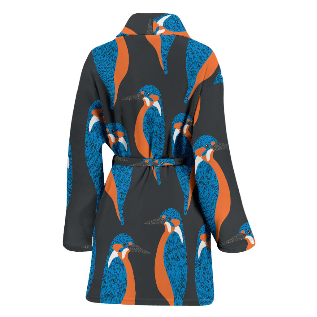 Kingfisher Pattern Print Design 03 Women Bathrobe