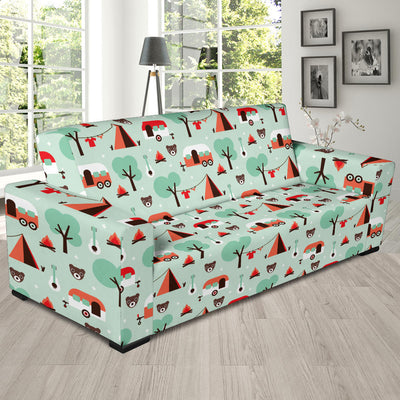 Camper Tent Pattern Print Design 01 Sofa Slipcover