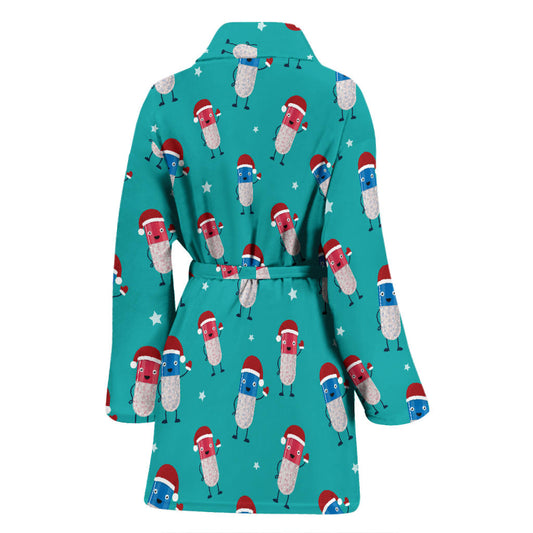 Pill Pattern Print Design A03 Women Bathrobe