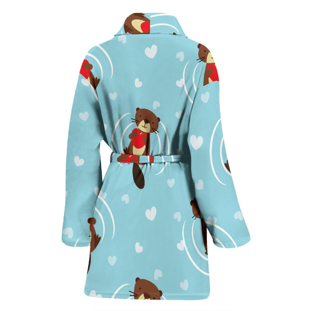 Sea Otter Cute Pattern Print Design 04 Women Bathrobe