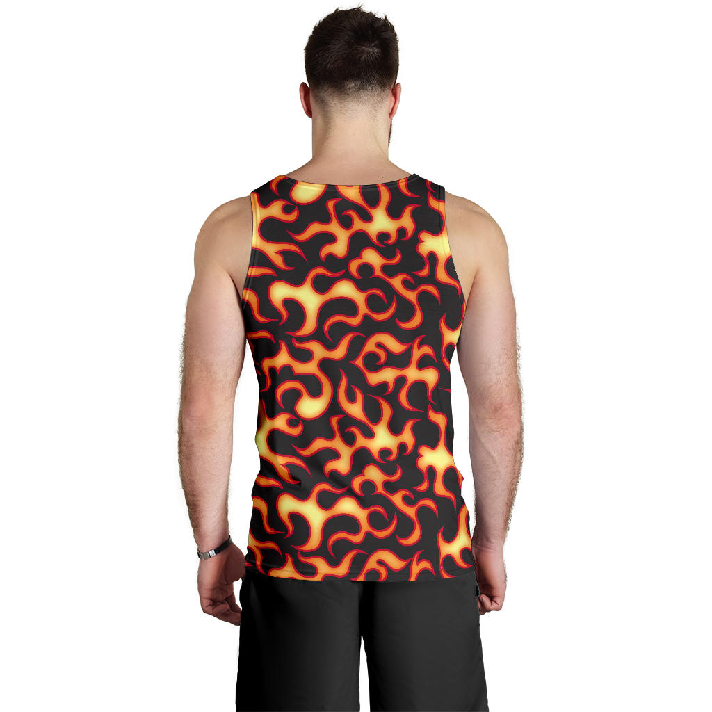 Flame Fire Themed Print Men Tank Top