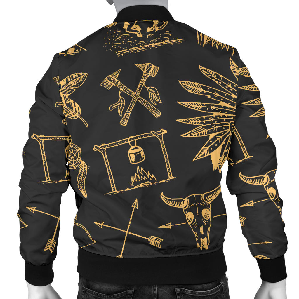 American indian Gold Style Men Bomber Jacket