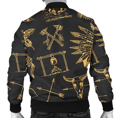 American indian Gold Style Men Bomber Jacket