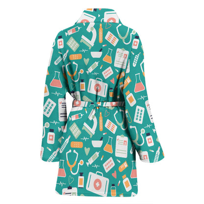 Medical Pattern Print Design 03 Women Bathrobe