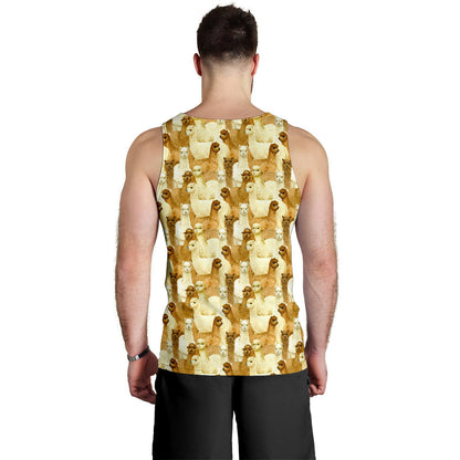 Alpaca Watercolor Design Themed Print Men Tank Top
