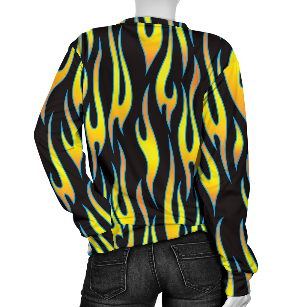 Flame Fire Yellow Pattern Women Long Sleeve Sweatshirt