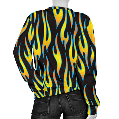 Flame Fire Yellow Pattern Women Long Sleeve Sweatshirt