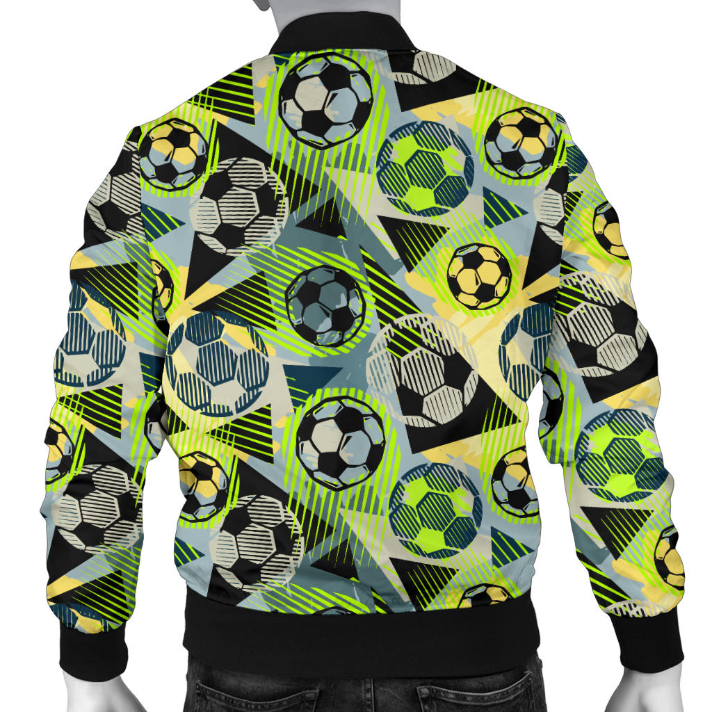 Soccer Ball Themed Print Pattern Men Bomber Jacket