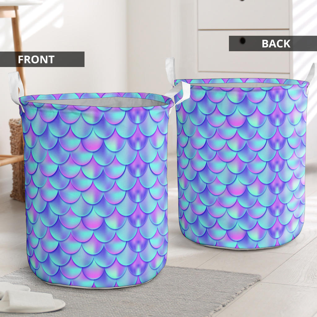 Mermaid Tail Design Print Pattern Laundry Basket