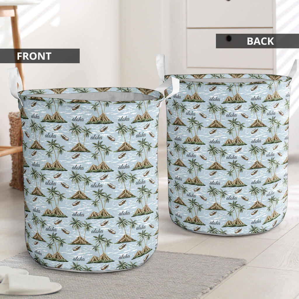 Aloha Hawaii island Design Themed Print Laundry Basket