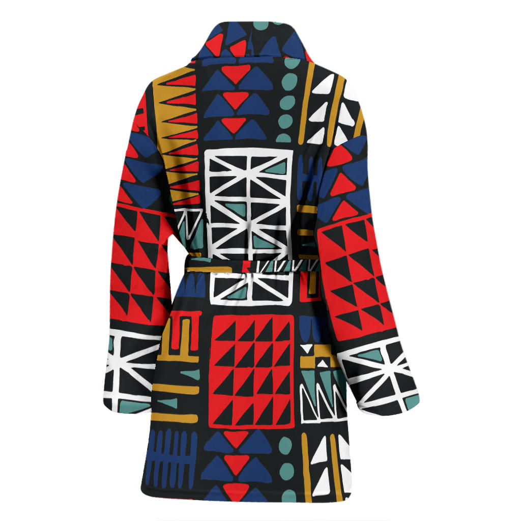 Kente Pattern Print Design 02 Women Bathrobe