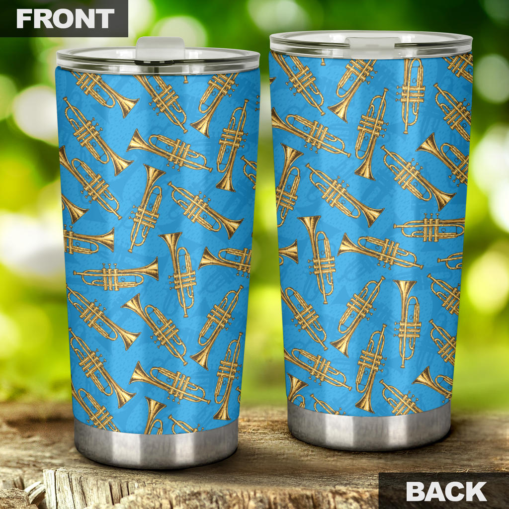 Trumpet Golden Pattern Themed Print Tumbler