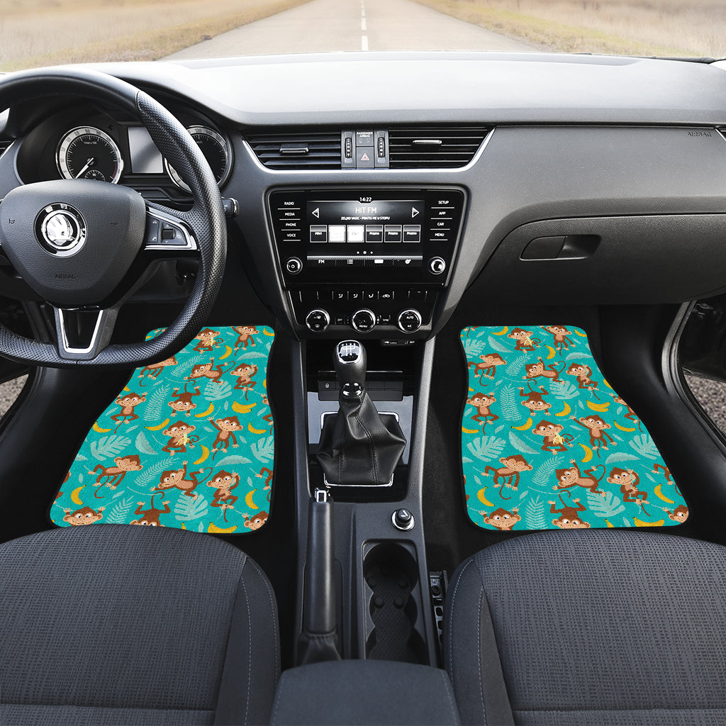 Monkey Happy Design Themed Print Car Floor Mats Front Back