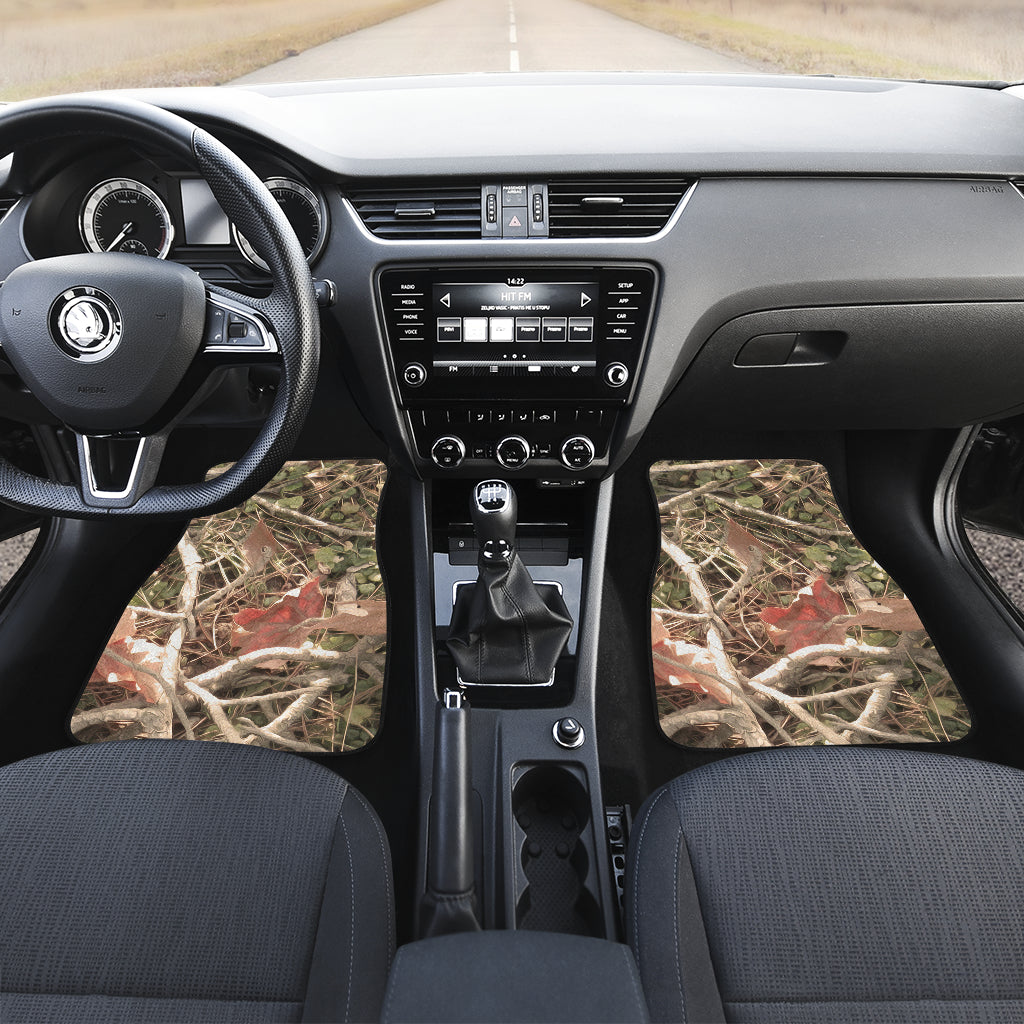 Camouflage Realistic Tree Authumn Print Car Floor Mats Front Back