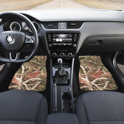 Camouflage Realistic Tree Authumn Print Car Floor Mats Front Back
