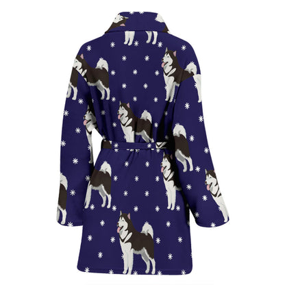 Alaskan Malamute Pattern Print Design 04 Women Bathrobe