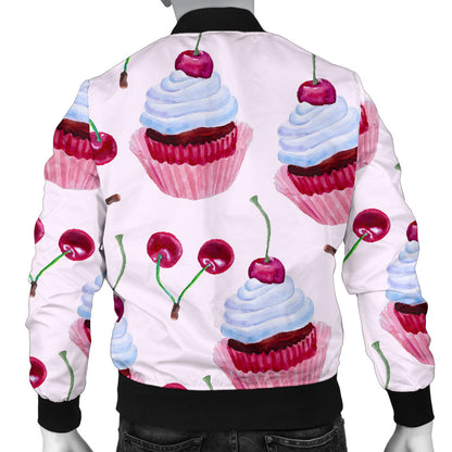 Cherry Cupcake Pink Pattern Men Bomber Jacket