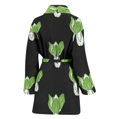 Kale Pattern Print Design 02 Women Bathrobe
