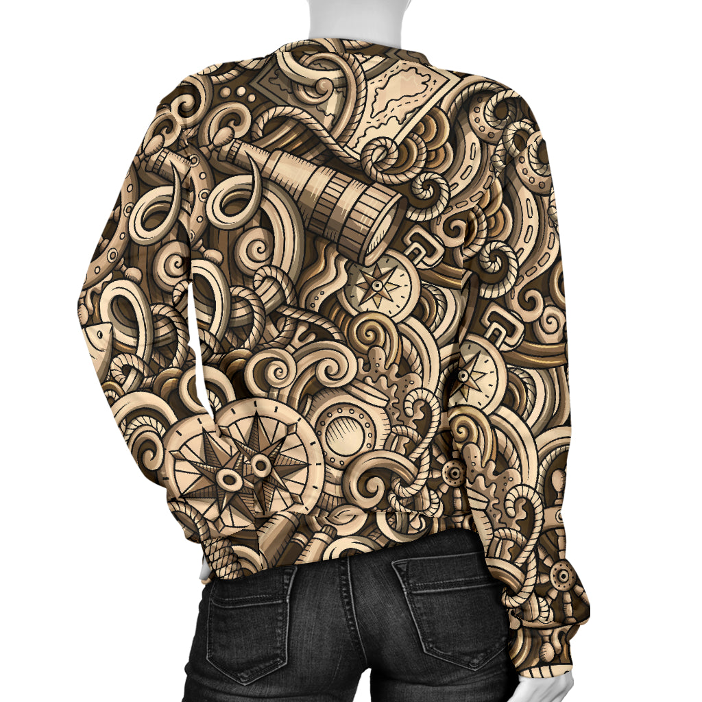 Nautical Tattoo Design Themed Print Women Long Sleeve Sweatshirt