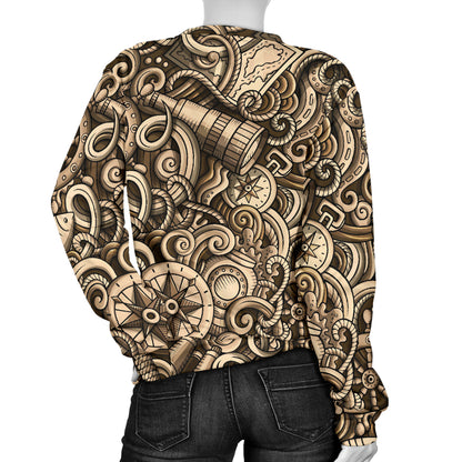 Nautical Tattoo Design Themed Print Women Long Sleeve Sweatshirt