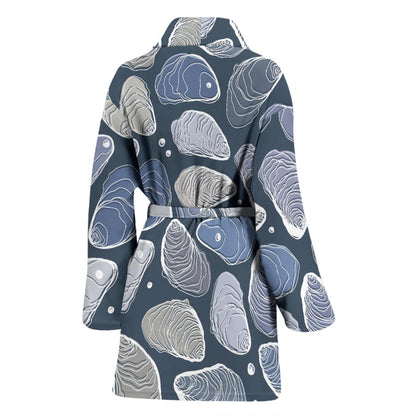 Oyster Pattern Print Design 02 Women Bathrobe