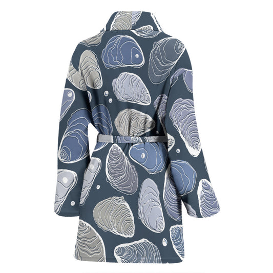Oyster Pattern Print Design 02 Women Bathrobe