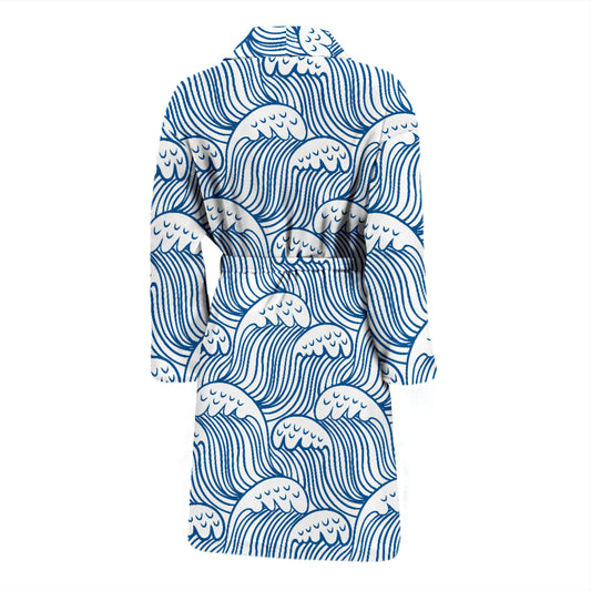 Wave Print Design LKS306 Men Bathrobe