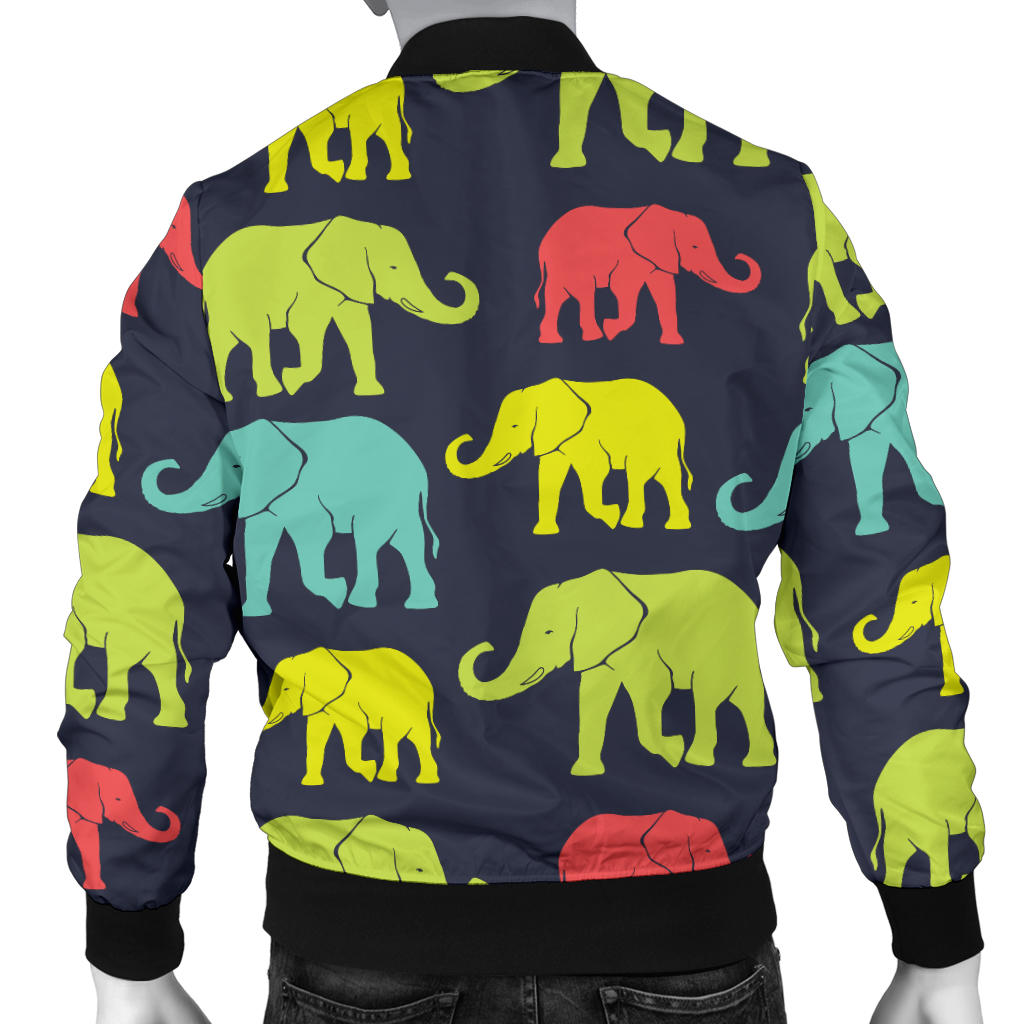 Elephant Neon Color Print Pattern Men Bomber Jacket