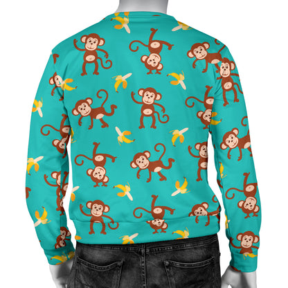 Monkey Banana Design Themed Print Men Long Sleeve Sweatshirt