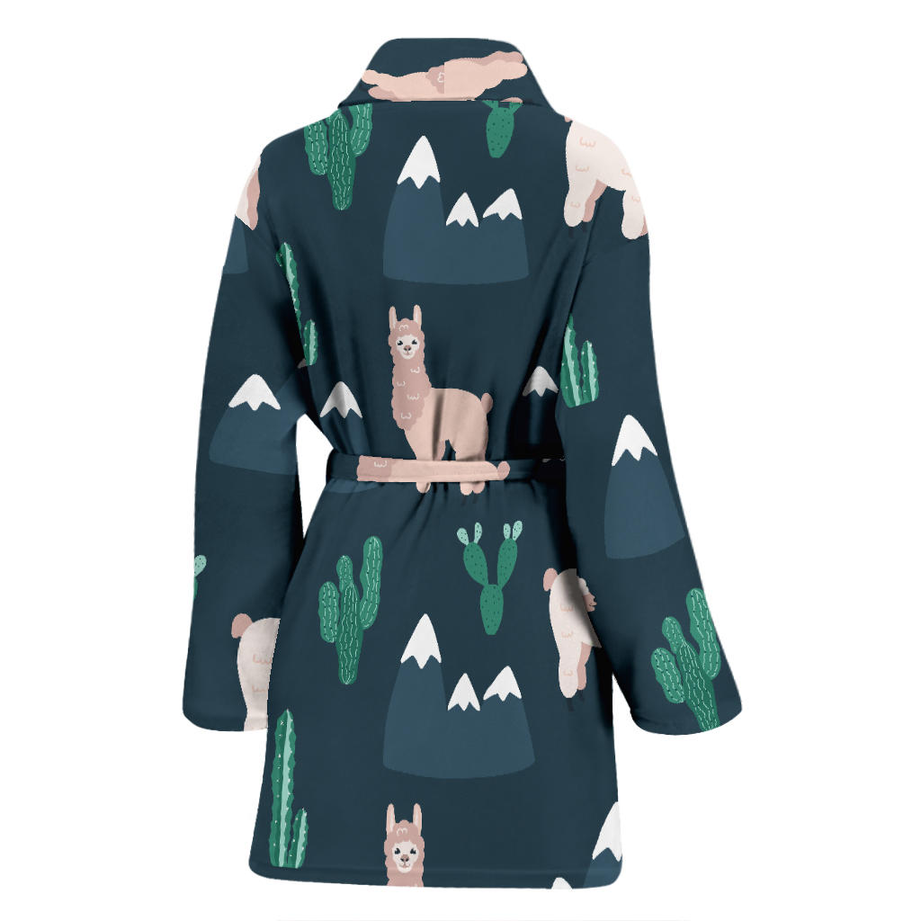 Llama Pattern Print Design 06 Women Bathrobe