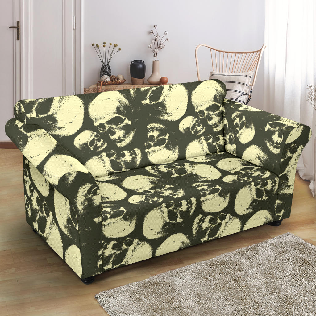 Skull Print Design LKS302 Loveseat Couch Slipcover