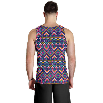 Indian Navajo Pink Themed Design Print Men Tank Top