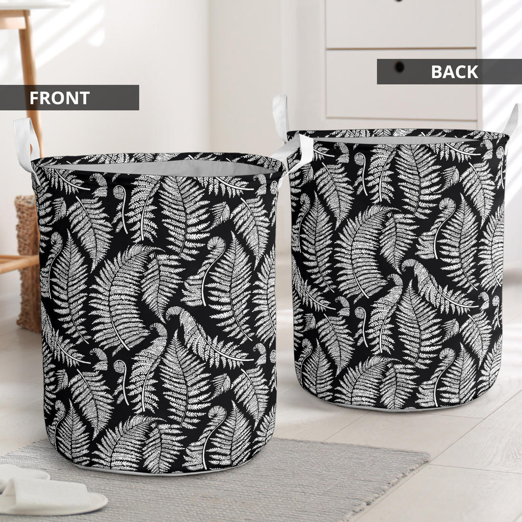 Fern Leave Black White Print Pattern Laundry Basket