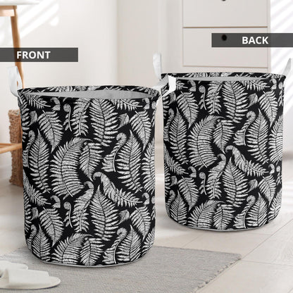 Fern Leave Black White Print Pattern Laundry Basket