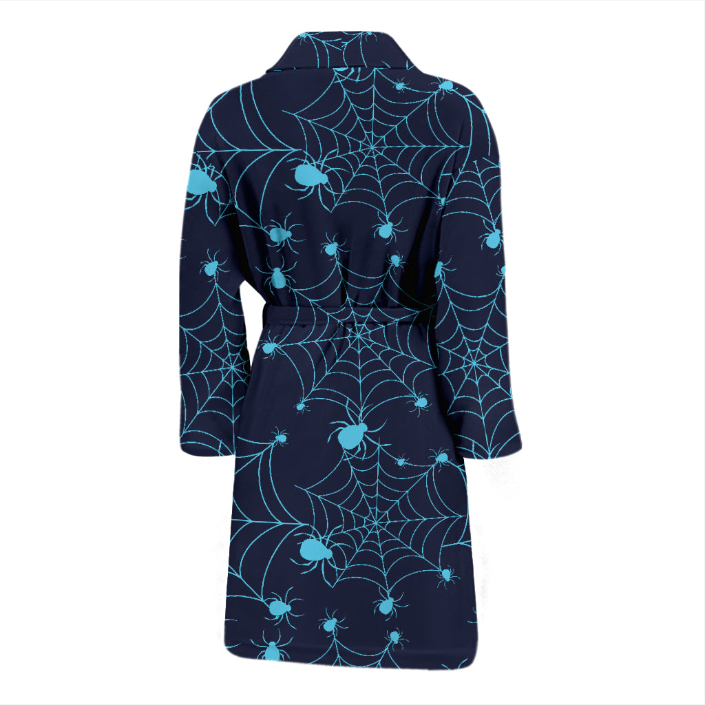 Spider Web Blue Print Design LKS304 Men Bathrobe