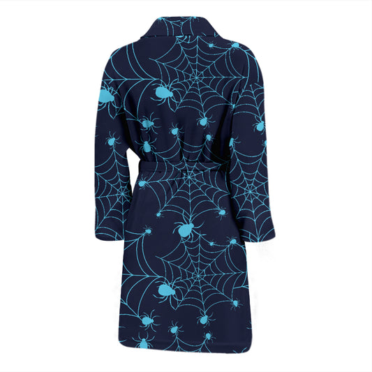 Spider Web Blue Print Design LKS304 Men Bathrobe
