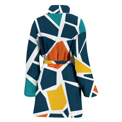 Mosaic Pattern Print Design 02 Women Bathrobe