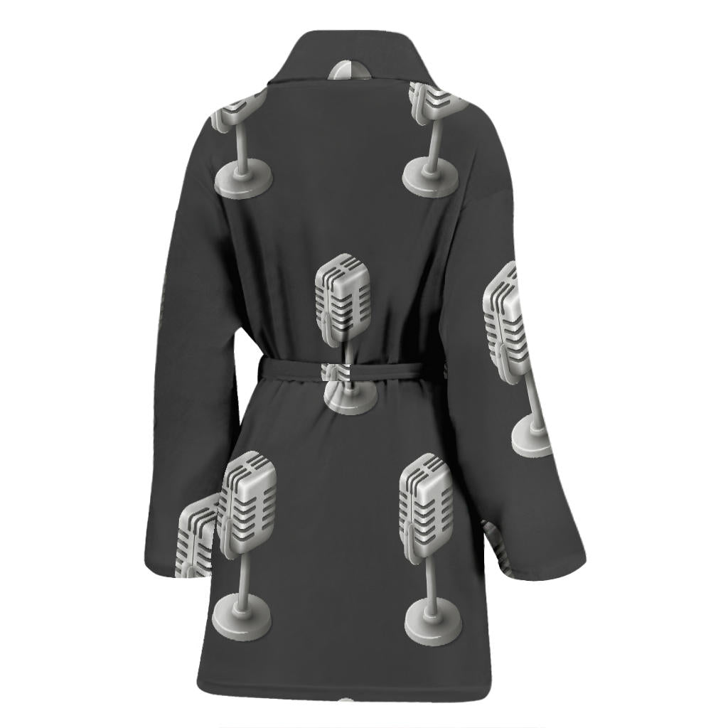 Microphone Vintage Pattern Print Design 01 Women Bathrobe