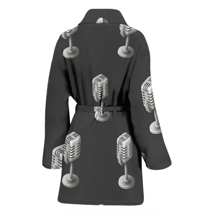 Microphone Vintage Pattern Print Design 01 Women Bathrobe