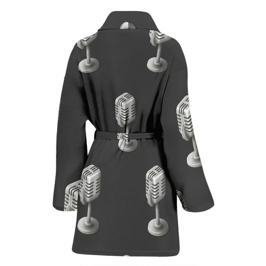 Microphone Vintage Pattern Print Design 01 Women Bathrobe