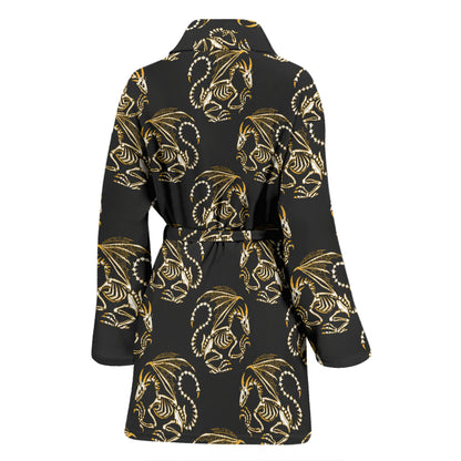 Skeleton Dragon Print Design LKS306 Women Bathrobe