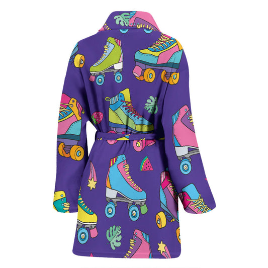 Roller skate Colorful Pattern Print Design A05 Women Bathrobe