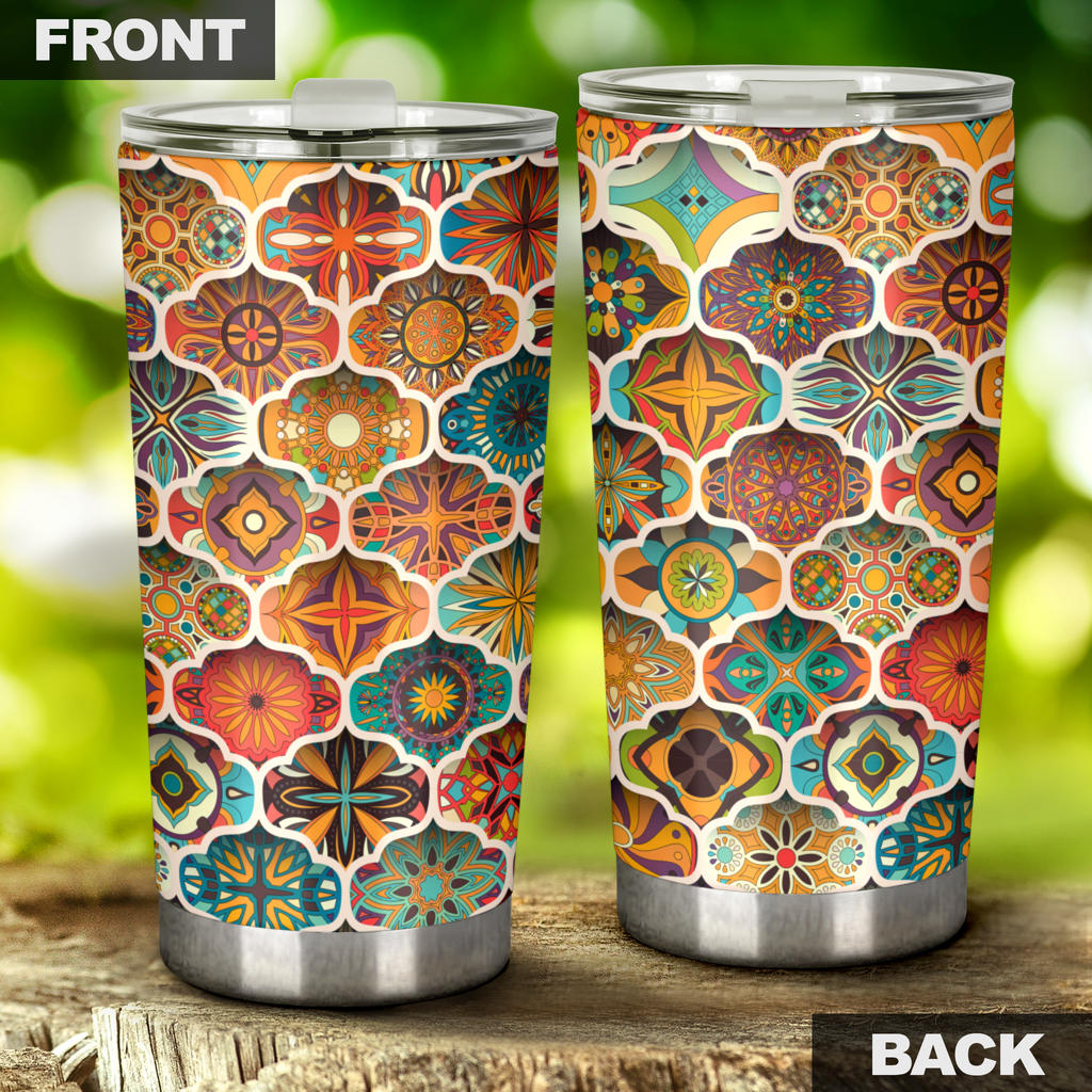 Mandala Mosaic Themed Design Print Tumbler