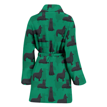 Belgian Sheepdog Pattern Print Design 01 Women Bathrobe