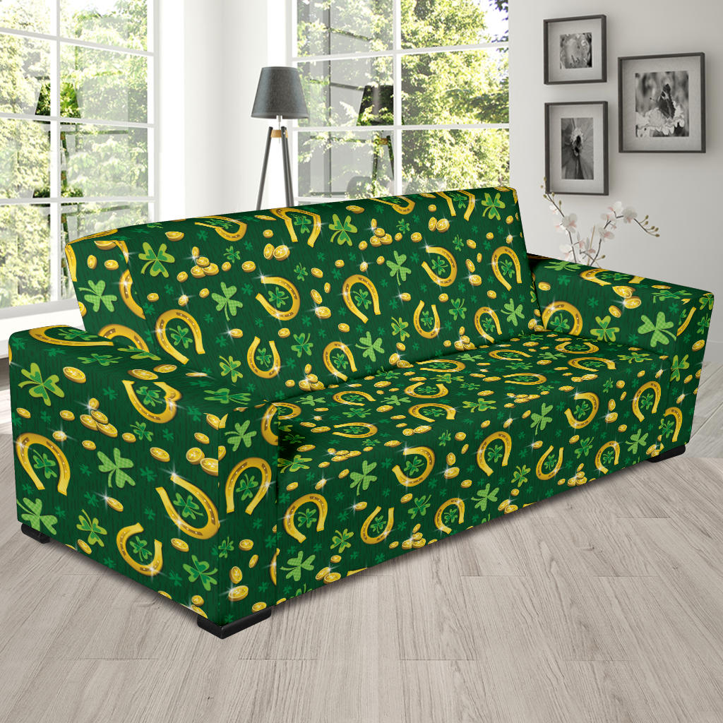 Shamrock Horse Shoes Saint Patrick's Day Print Design LKS307 Sofa Slipcover